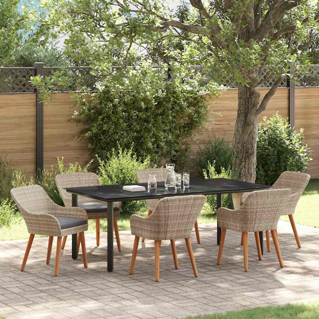 vidaXL Conjunto de Comedor de Jardín 7 uds. Gris Claro ratán sintético