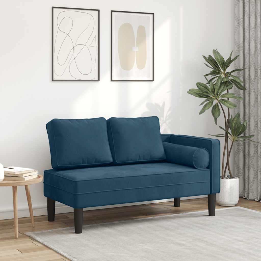 vidaXL Sofá diván con cojines terciopelo azul