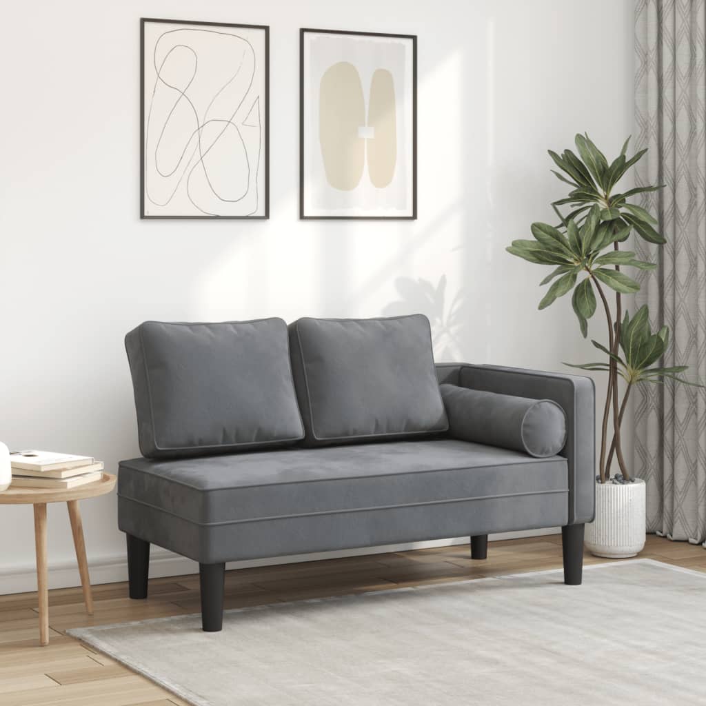 vidaXL Sofá diván con cojines terciopelo gris oscuro