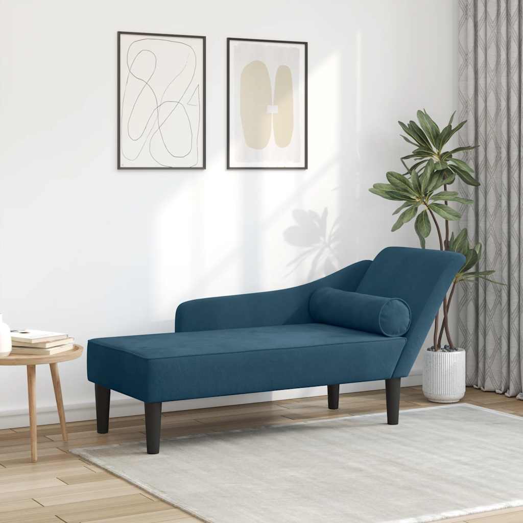 vidaXL Sofá diván con cojines terciopelo azul