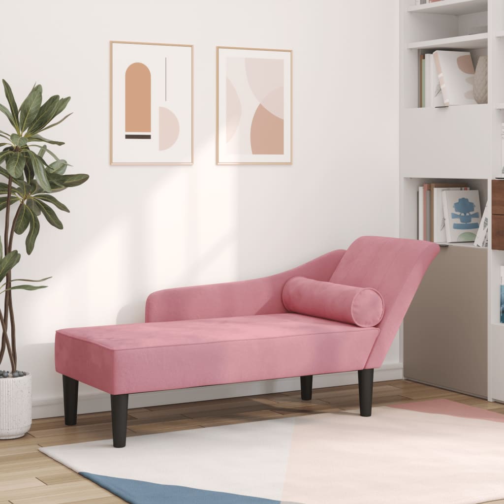 vidaXL Sofá diván con cojines terciopelo rosa