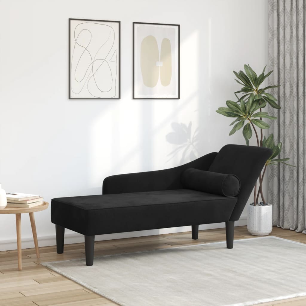 vidaXL Sofá diván con cojines terciopelo negro