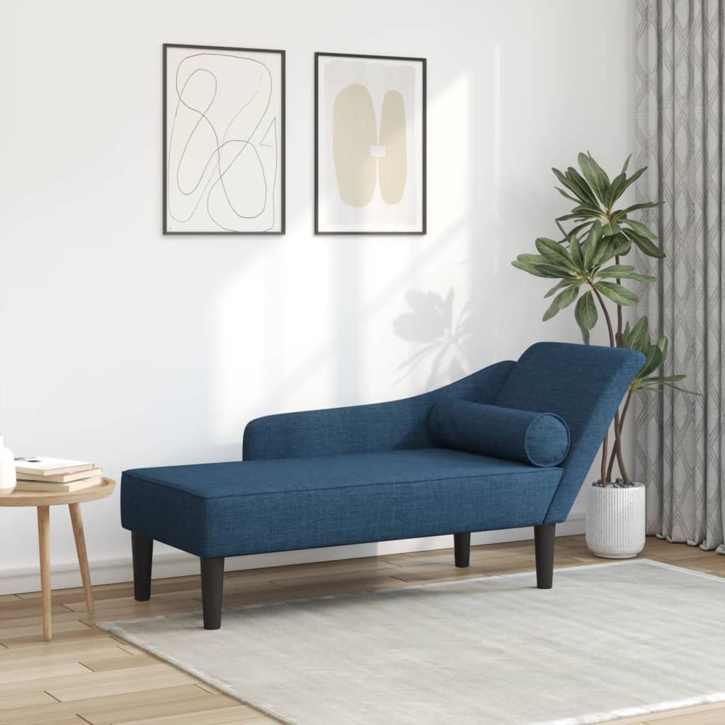 vidaXL Sofá diván con cojines tela azul