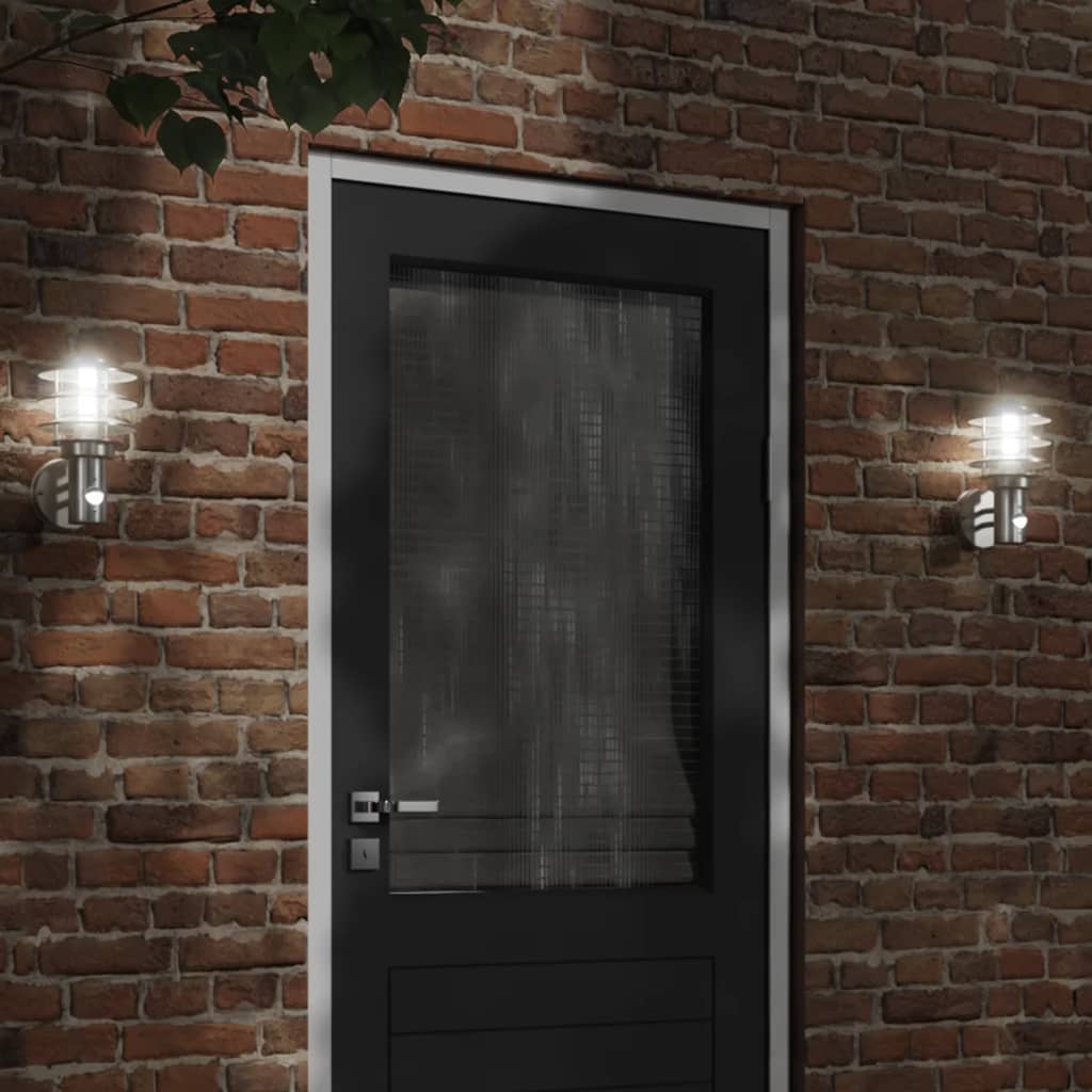 vidaXL Apliques de exterior con sensor 2 unidades acero inoxidable