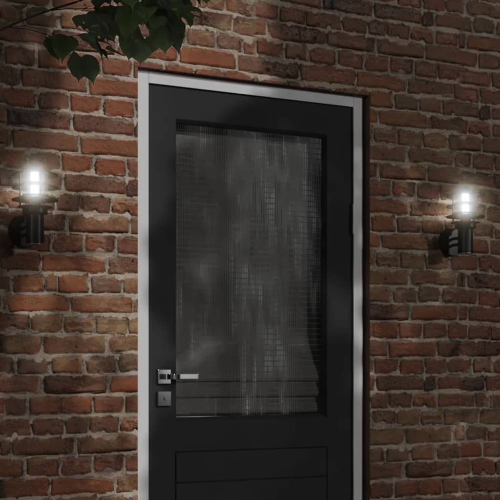 vidaXL Apliques de exterior 2 unidades acero inoxidable negro