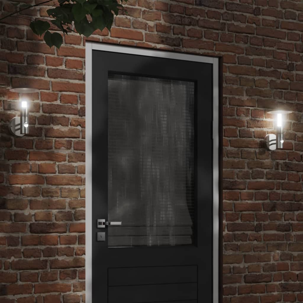 vidaXL Apliques de exterior con sensor 2 unidades acero inoxidable