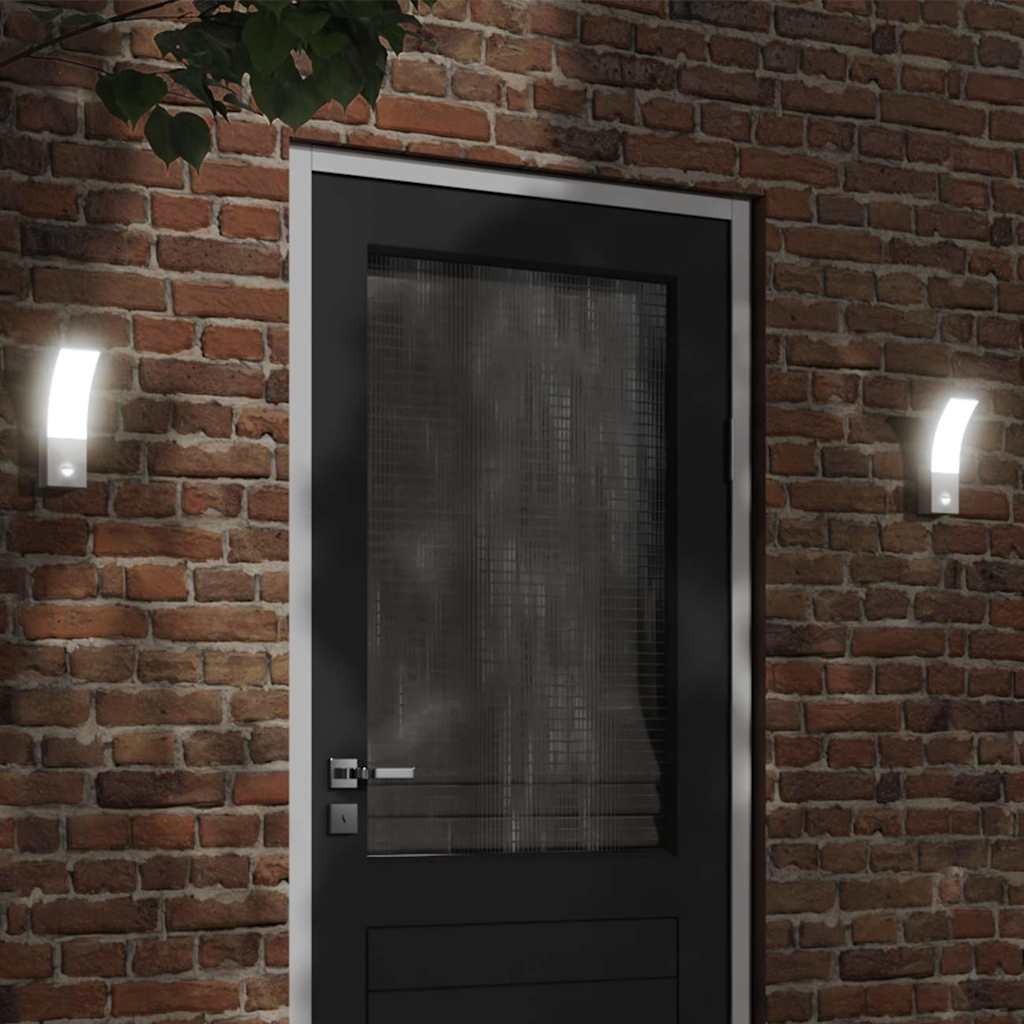 vidaXL Lámparas de pared LED exterior con sensor 2 uds aluminio blanco