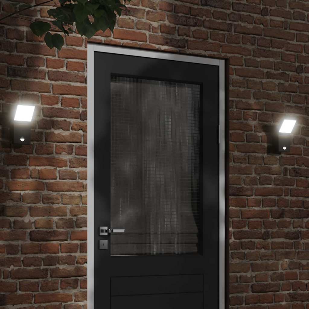 vidaXL Lámparas de pared LED exterior con sensor 2 uds aluminio negro