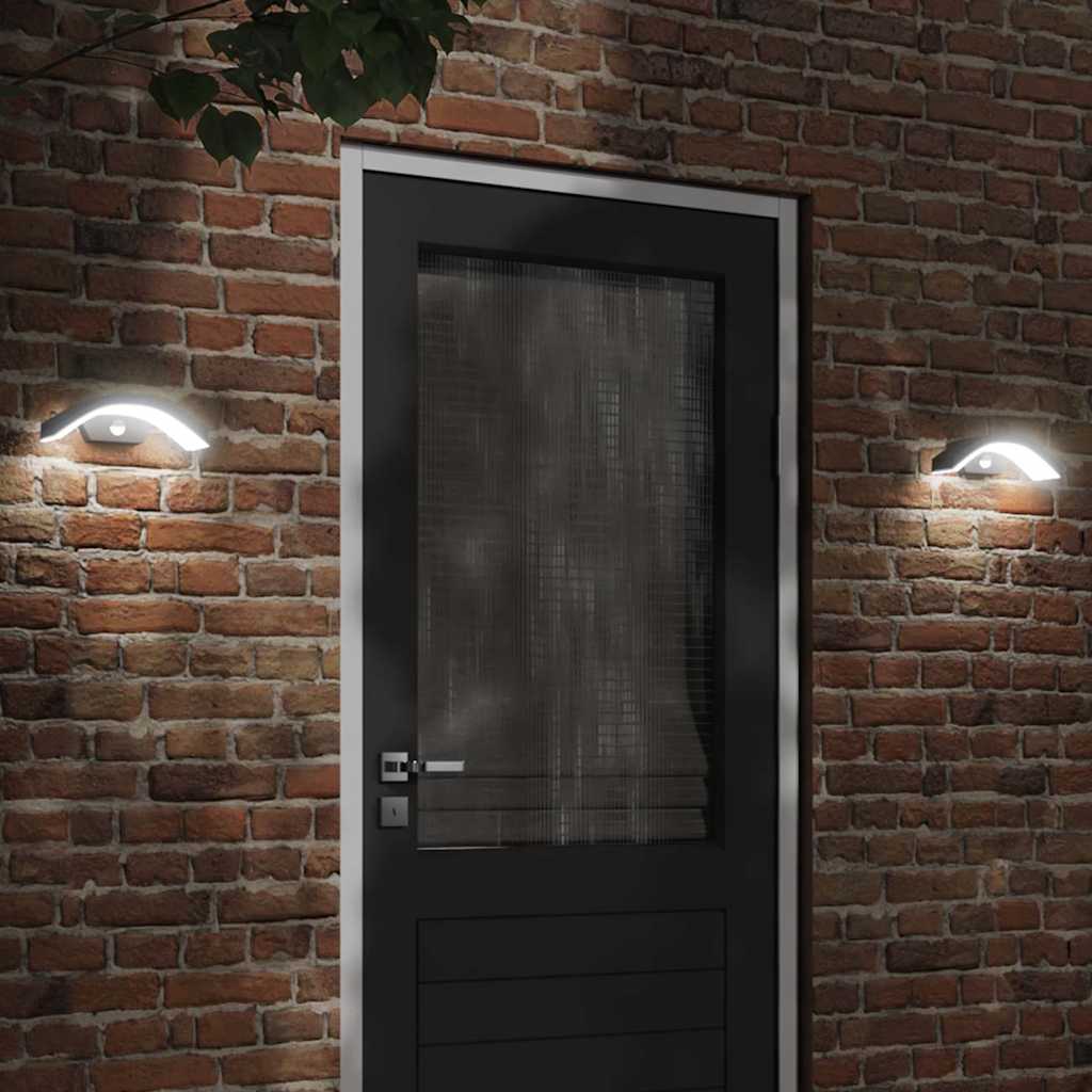 vidaXL Lámparas de pared LED exterior con sensor 2 uds aluminio negro