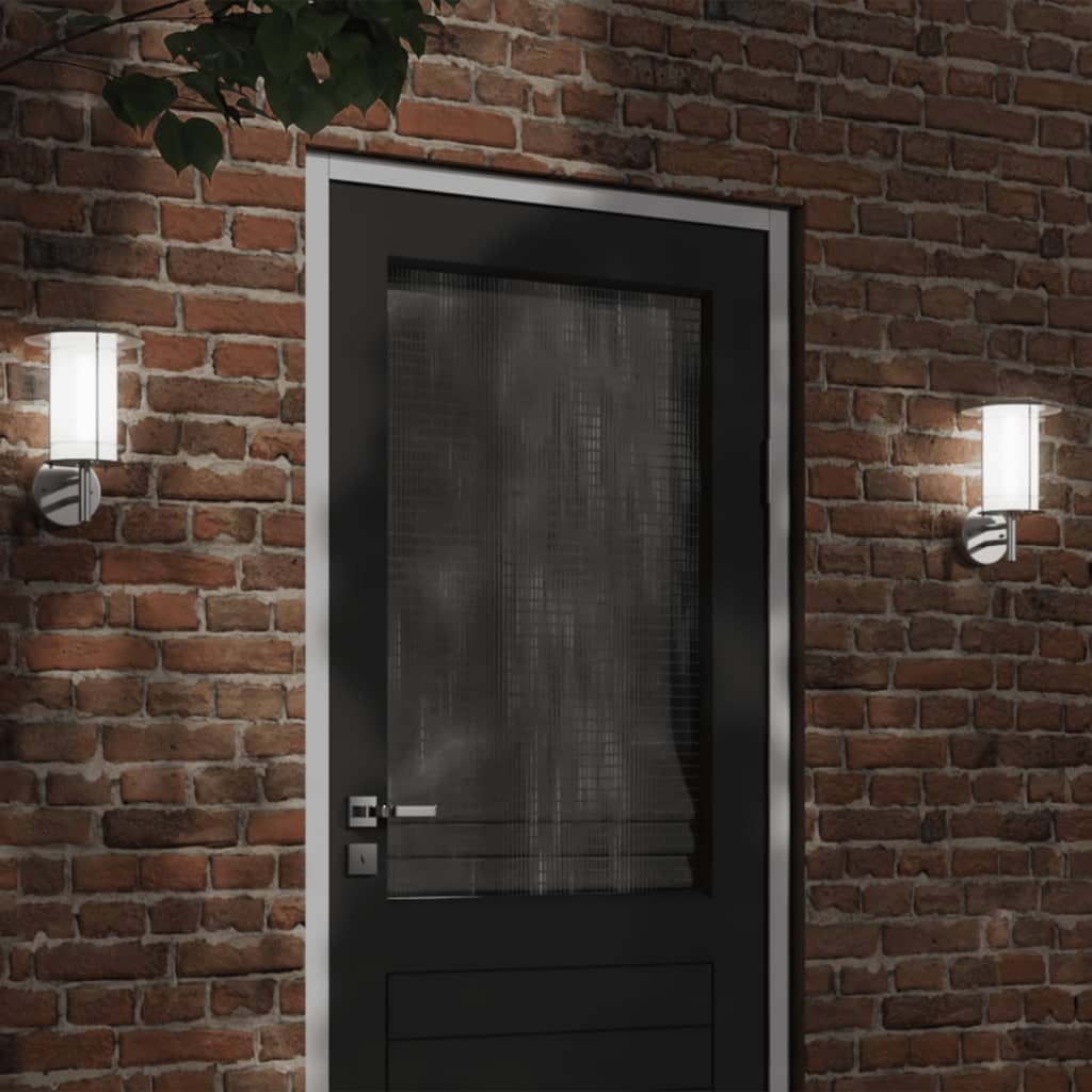 vidaXL Apliques de exterior 2 unidades acero inoxidable plateado