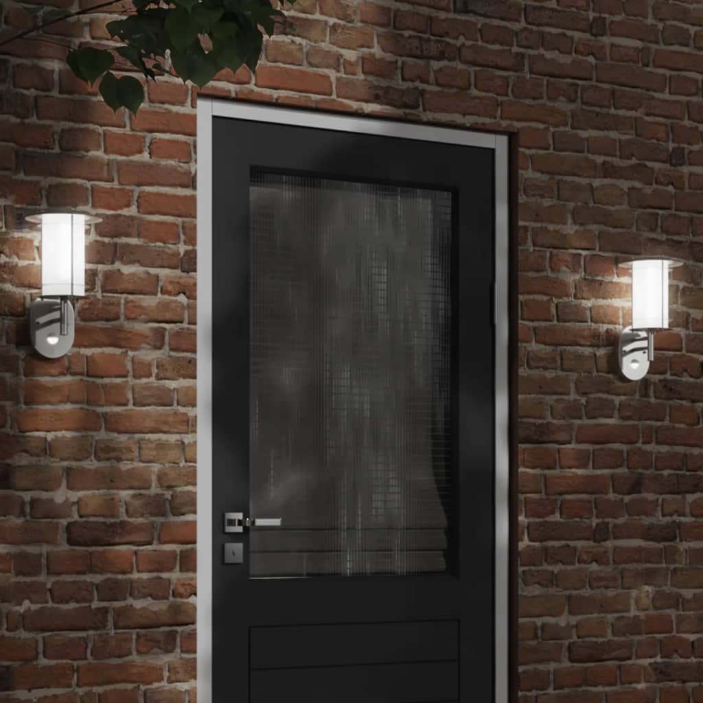 vidaXL Apliques de exterior con sensor 2 unidades acero inoxidable