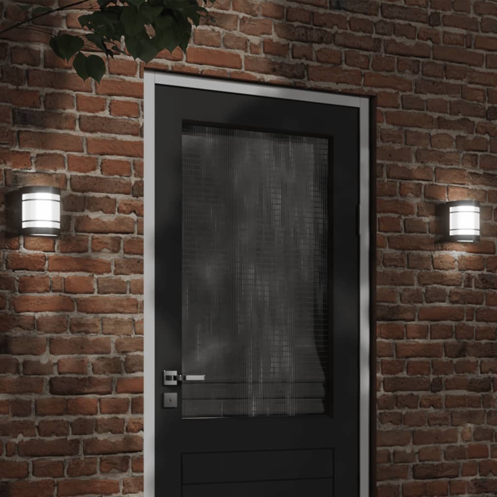 vidaXL Apliques de exterior 2 unidades acero inoxidable negro