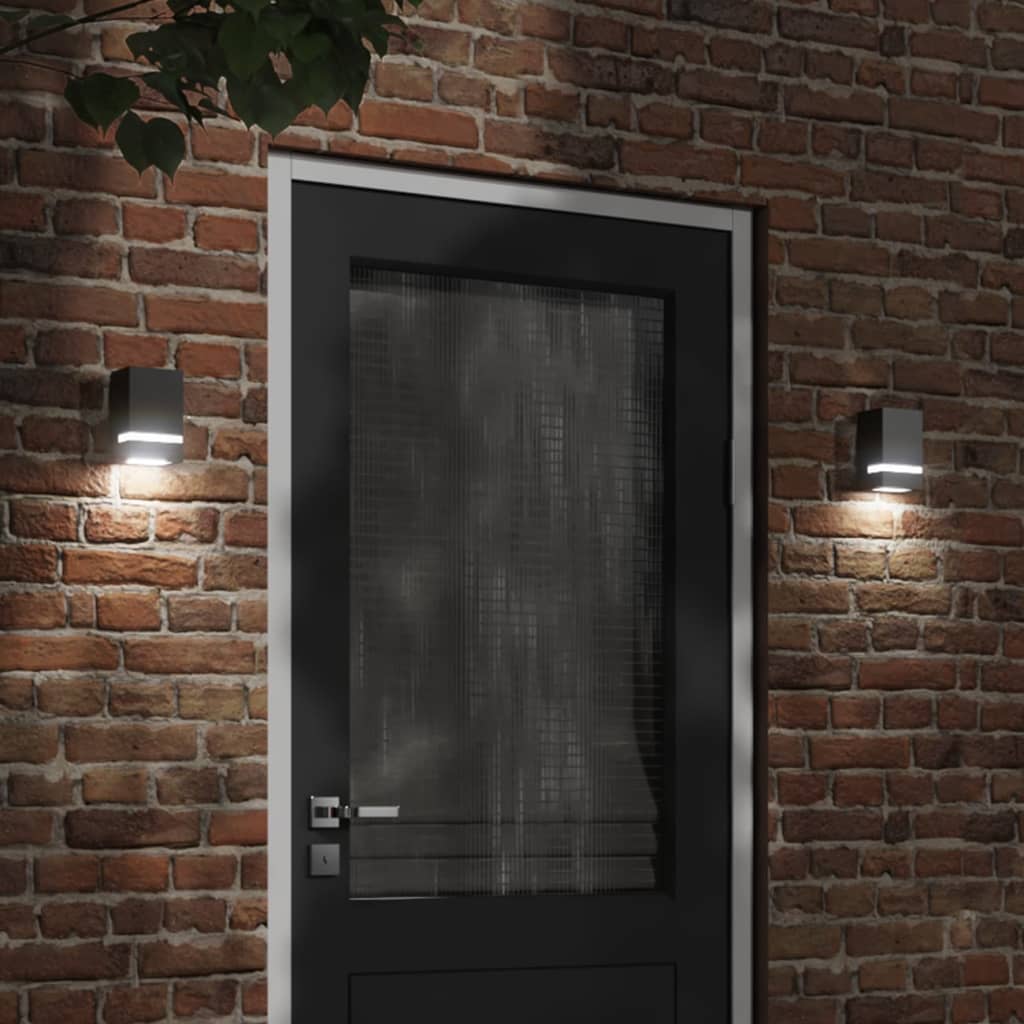 vidaXL Apliques de exterior 2 unidades acero inoxidable negro