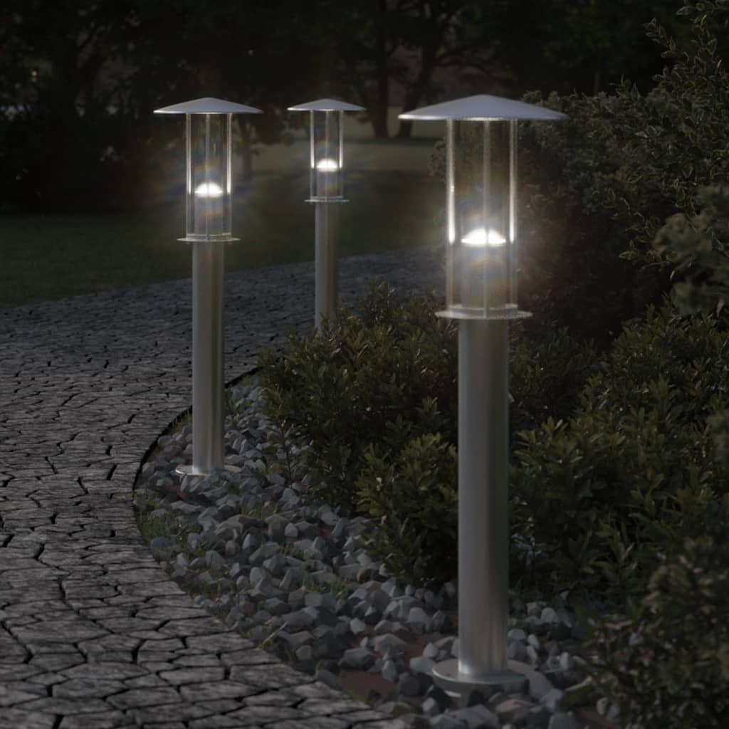 vidaXL Lámpara de suelo de exterior acero inoxidable plateado 60 cm