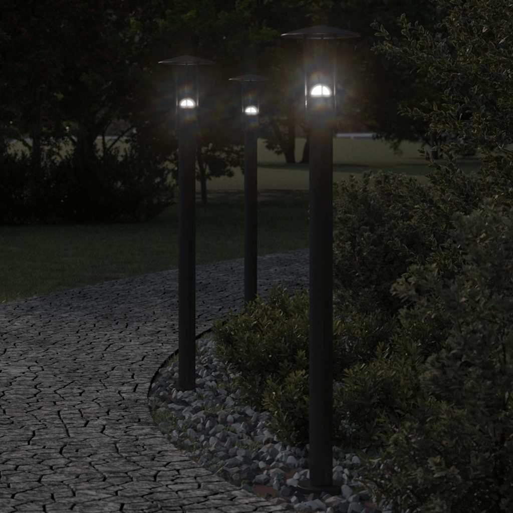 vidaXL Lámparas de suelo exterior 3 uds acero inoxidable negro 100 cm
