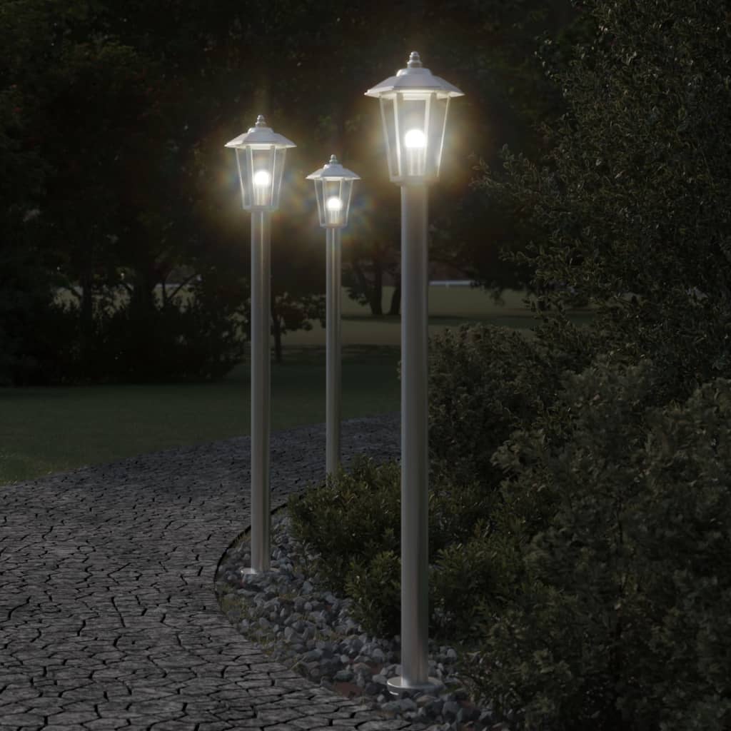 vidaXL Lámpara de suelo de exterior acero inoxidable plateado 120 cm