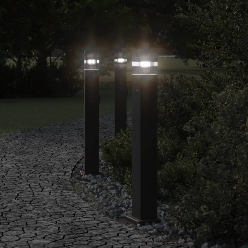vidaXL Lámpara de suelo de exterior con enchufe aluminio negro 80 cm