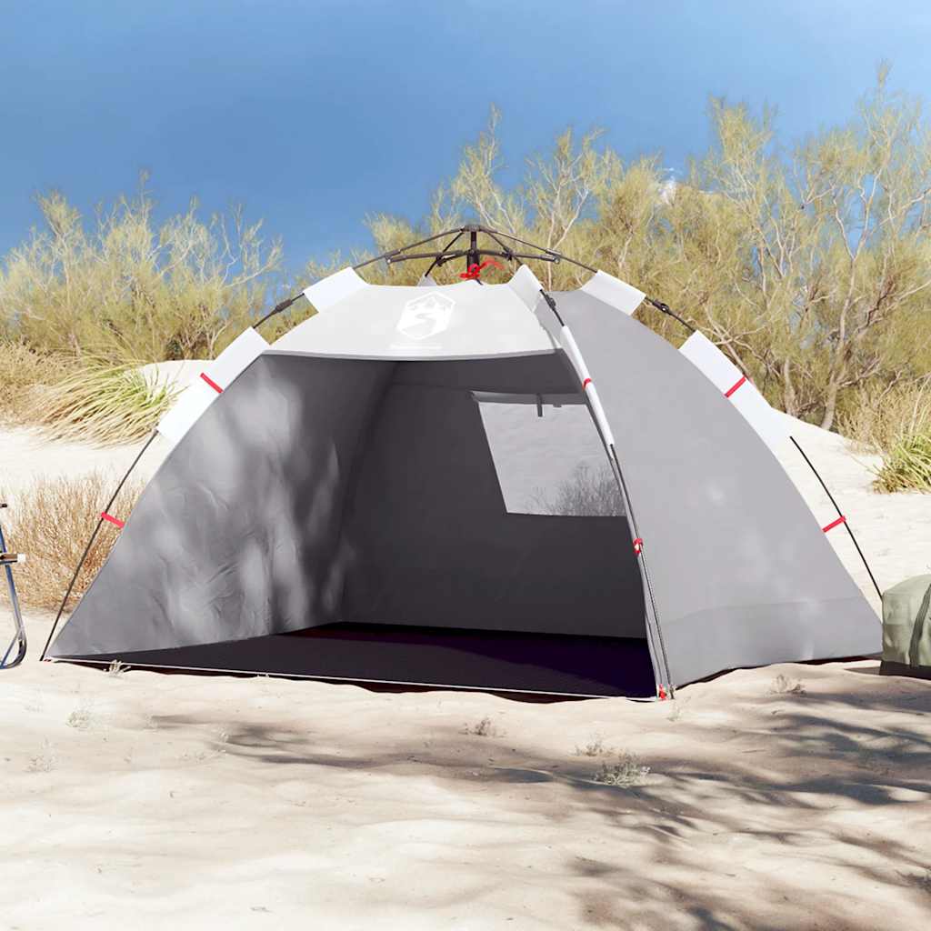 vidaXL Tienda de playa 2 personas impermeable apertura rápida gris