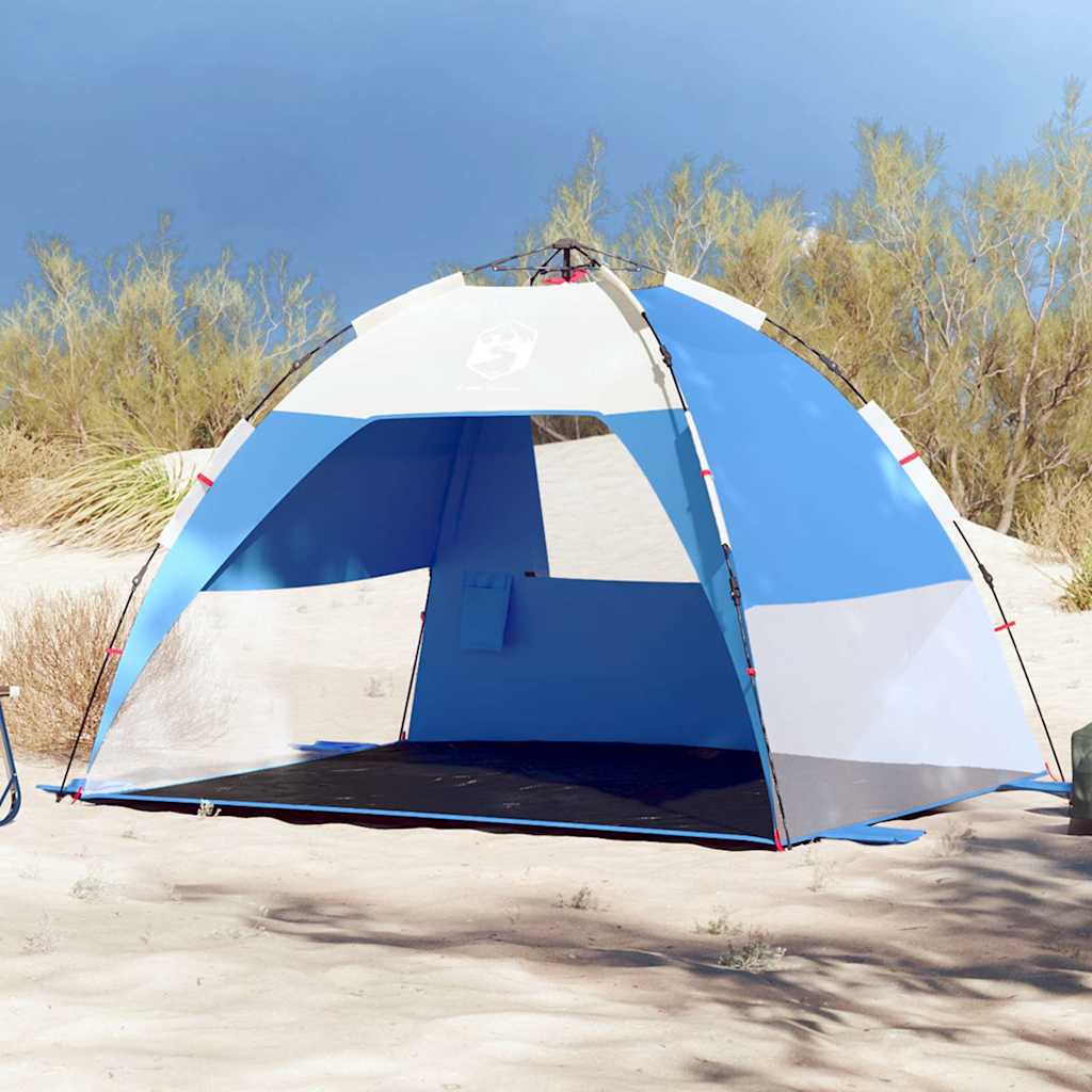 vidaXL Tienda de playa 2 personas impermeable apertura rápida azul