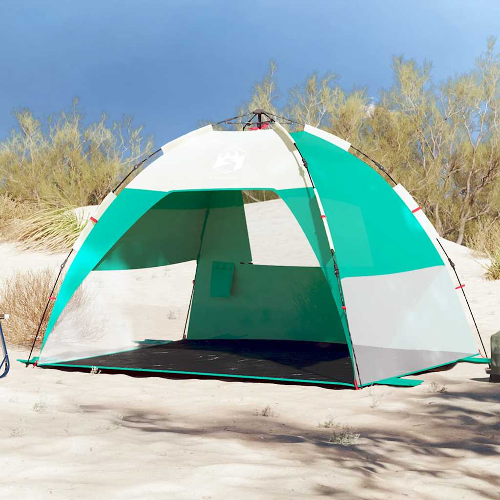 vidaXL Tienda de playa 2 personas impermeable apertura rápida verde