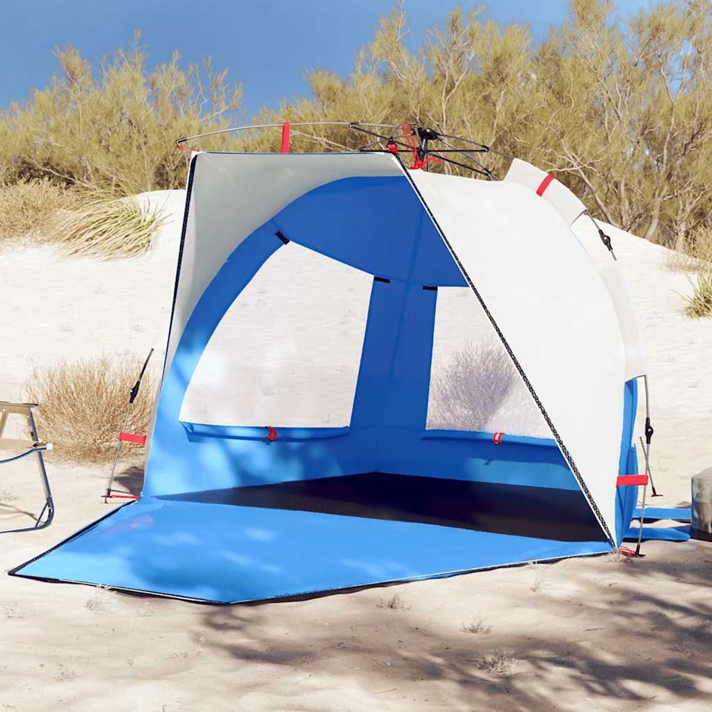 vidaXL Tienda de playa 2 personas impermeable apertura rápida azul
