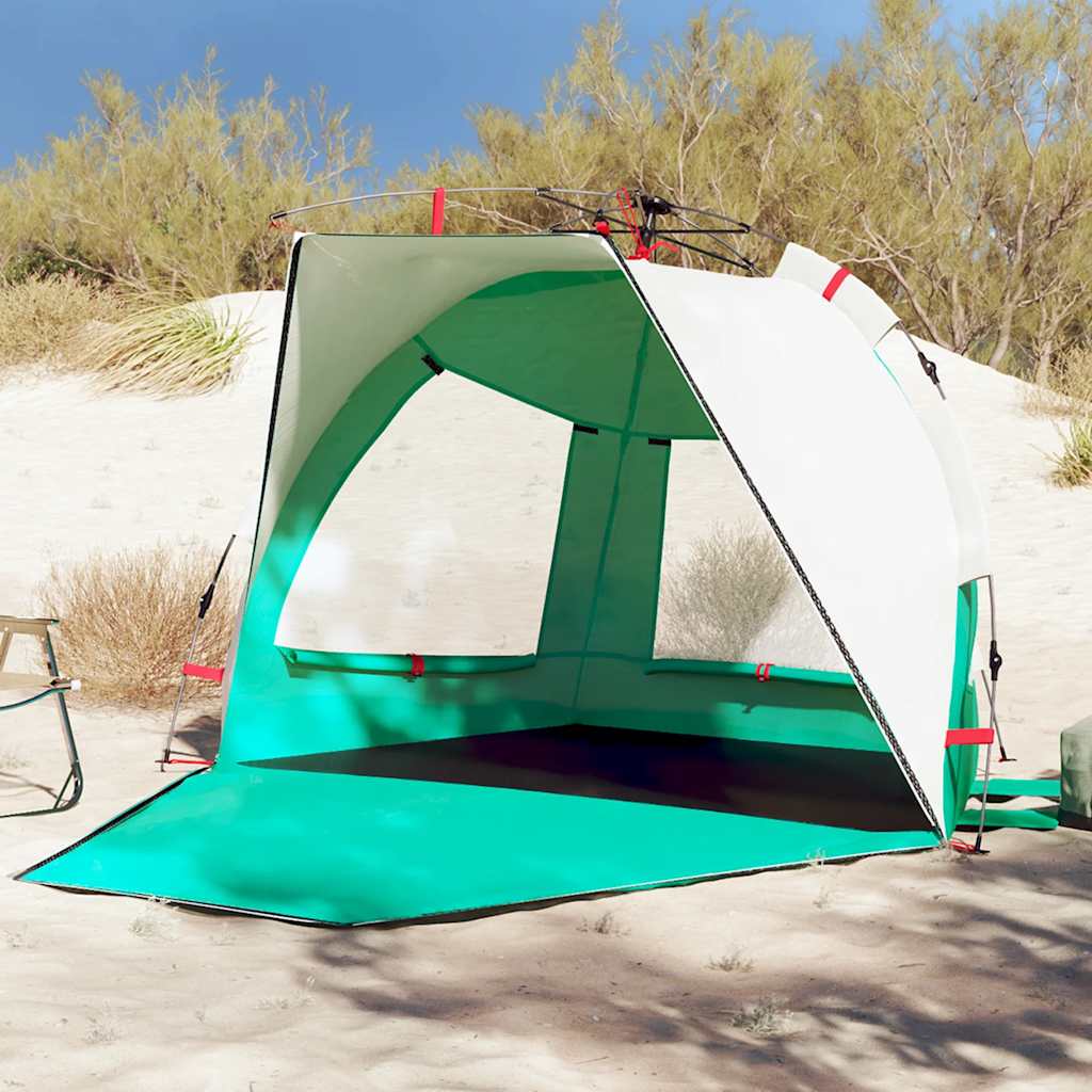 vidaXL Tienda de playa 2 personas impermeable apertura rápida verde