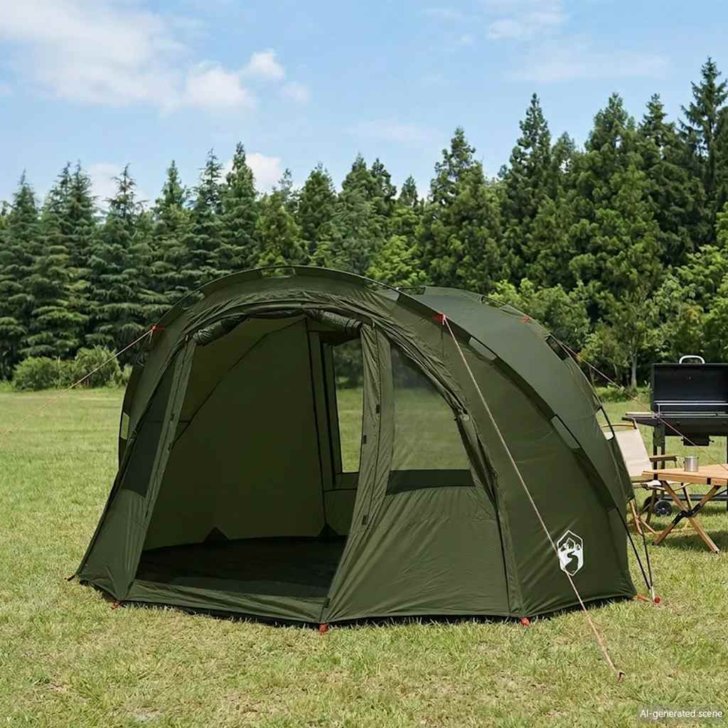 vidaXL Tienda de pesca 2 personas impermeable verde oliva