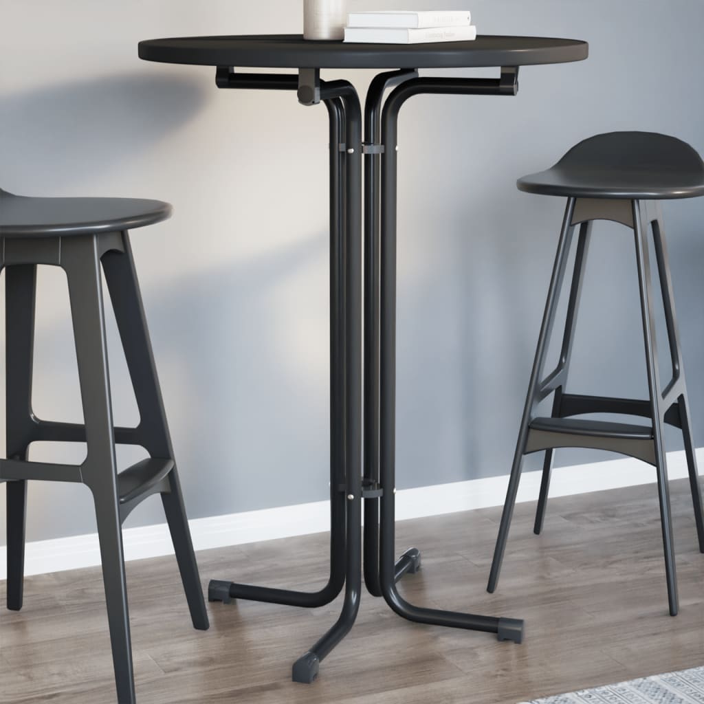 vidaXL Mesa de bar madera ingeniería y acero negro Ø80x110 cm