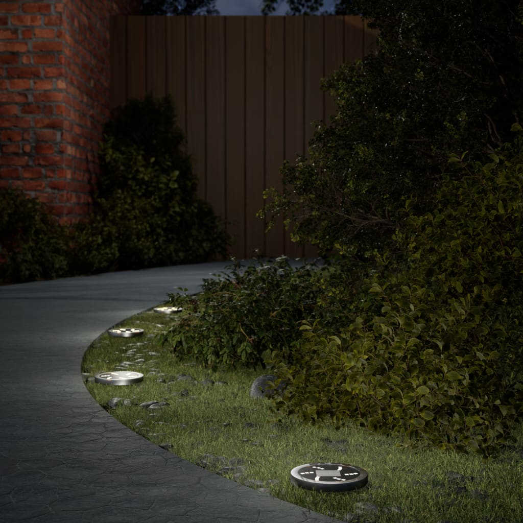 vidaXL Luces solares suelo jardín con pico tierra blanco cálido 12 uds