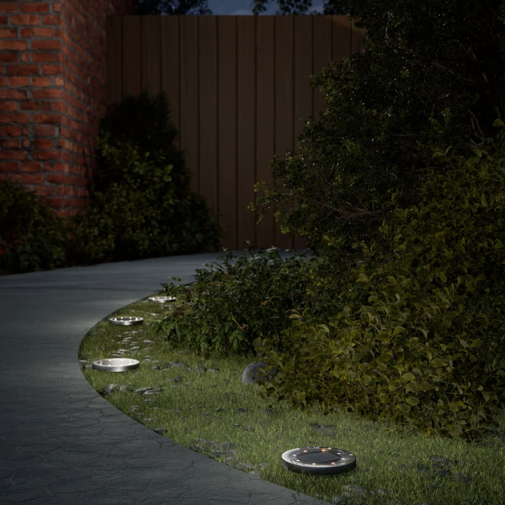vidaXL Luces solares suelo jardín con pico tierra blanco cálido 12 uds