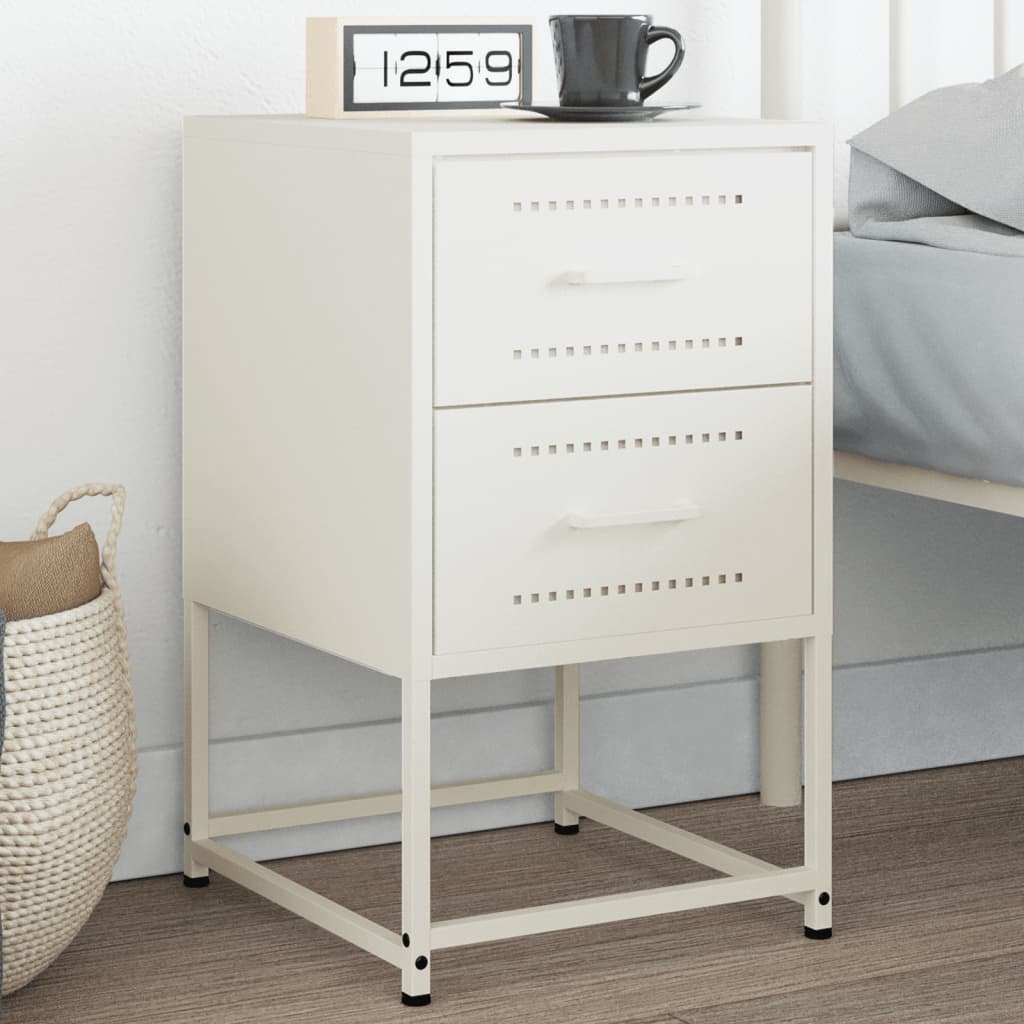 vidaXL Mesita de noche de acero blanco 36x39x60,5 cm