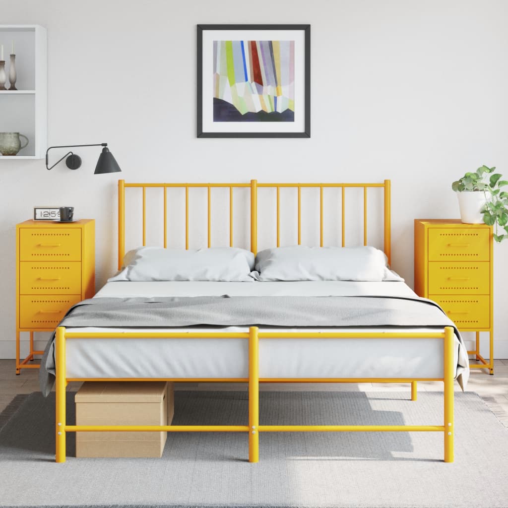 vidaXL Mesitas de noche 2 uds acero amarillo mostaza 36x39x78 cm