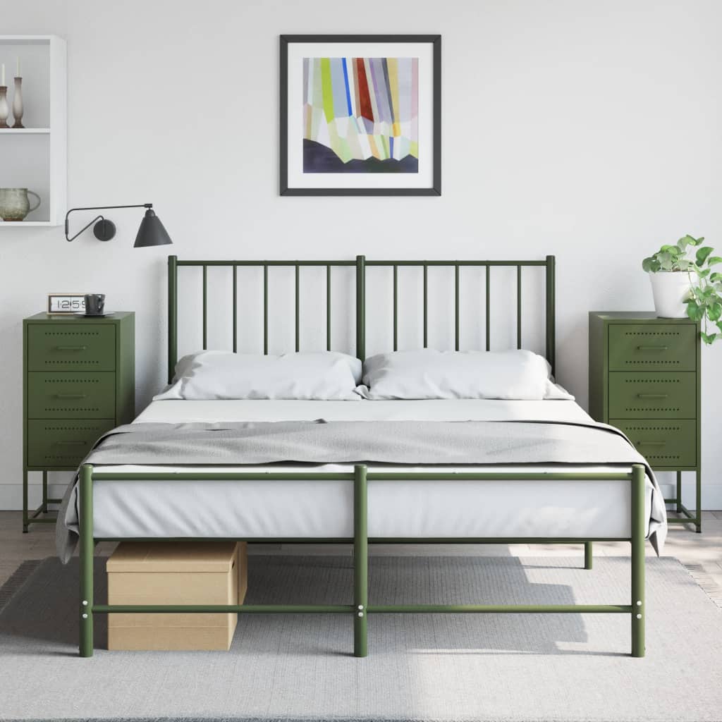 vidaXL Mesitas de noche 2 unidades acero verde oliva 36x39x78 cm