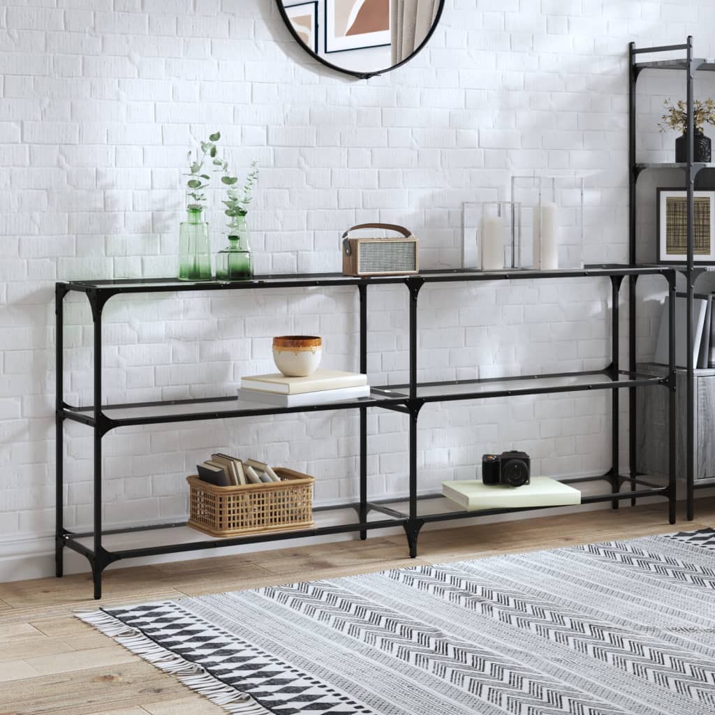 vidaXL Mesa consola superficie vidrio transparente acero 194,5x30x81cm