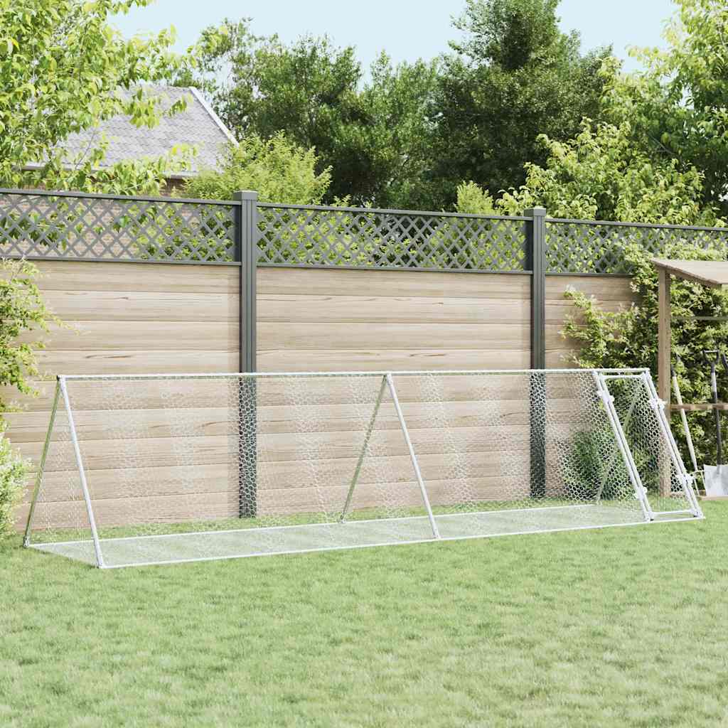 vidaXL Conejera acero galvanizado plateado 400x105x91 cm