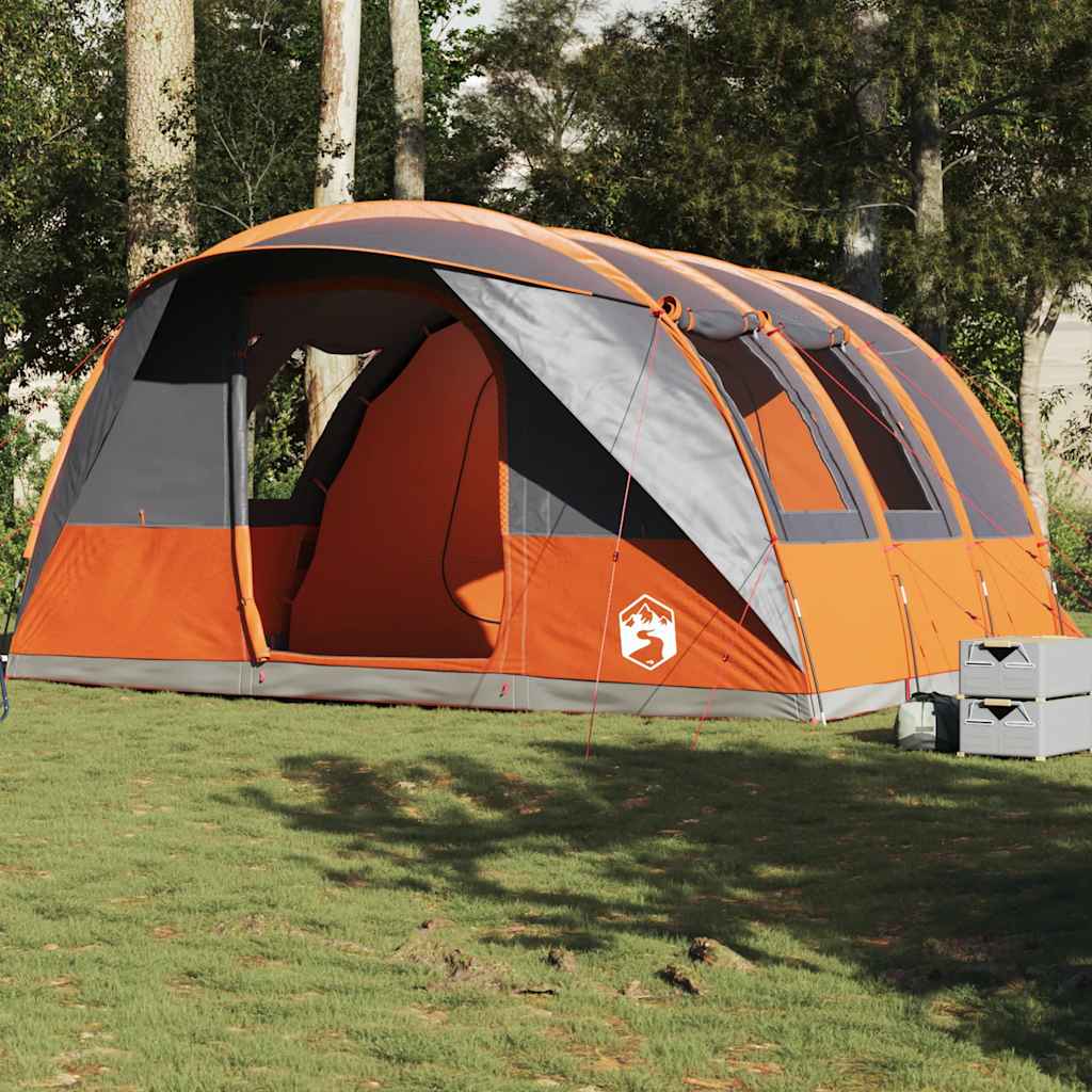 vidaXL Tienda de campaña con túnel 5 personas impermeable gris naranja