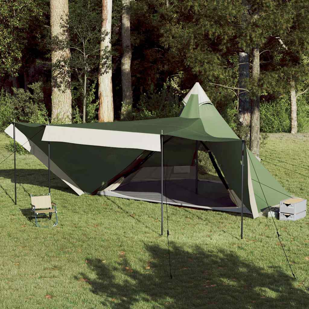 vidaXL Tienda de campaña familiar tipi 8 personas impermeable verde