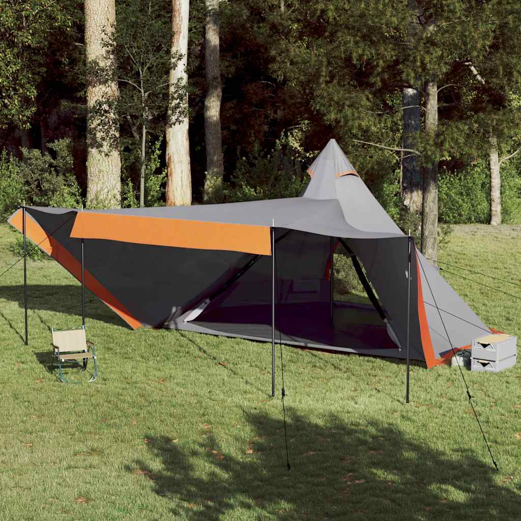vidaXL Tienda familiar tipi para 8 personas impermeable gris naranja
