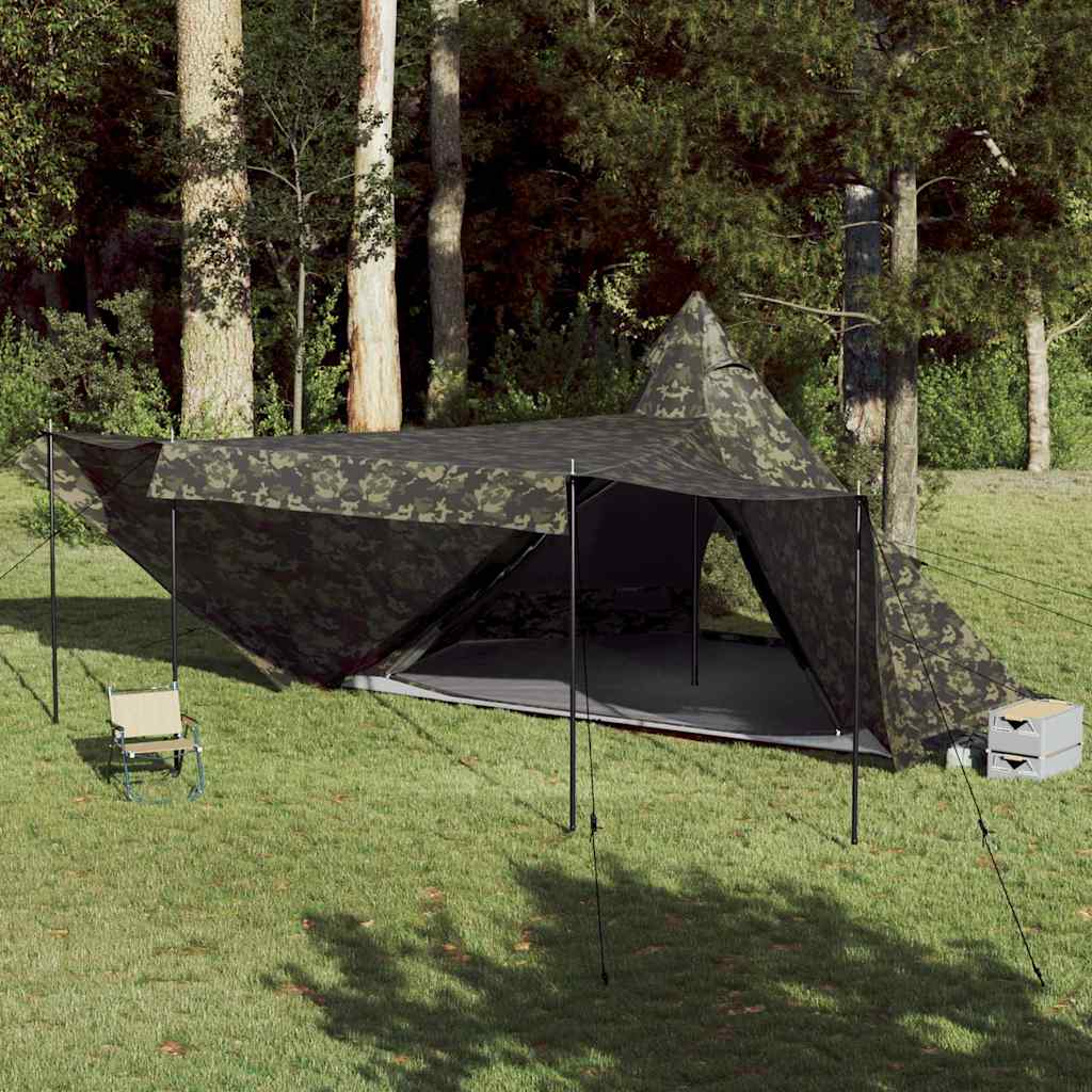 vidaXL Tienda campaña familiar tipi 8 personas impermeable camuflaje