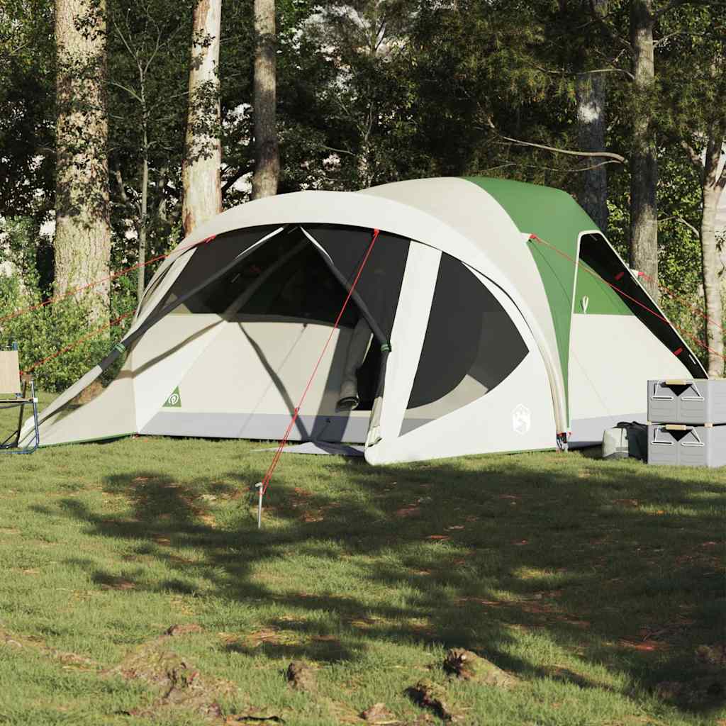 vidaXL Tienda de campaña familiar túnel 6 personas impermeable verde