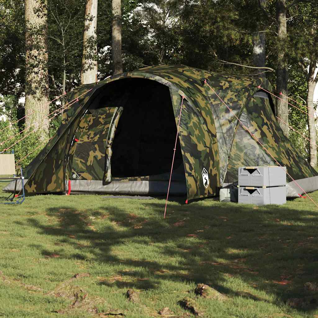 vidaXL Tienda campaña familiar iglú 6 personas impermeable camuflaje