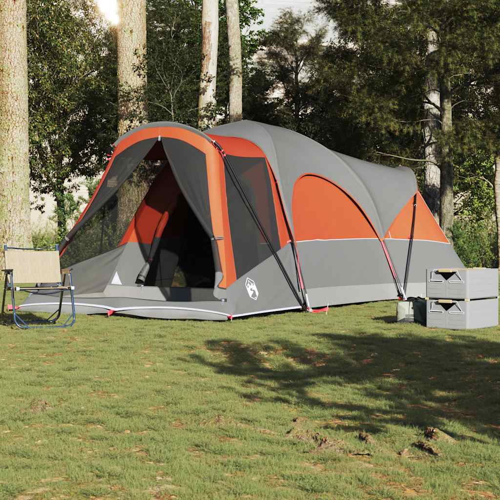 vidaXL Tienda de campaña familiar túnel 8 personas impermeable naranja