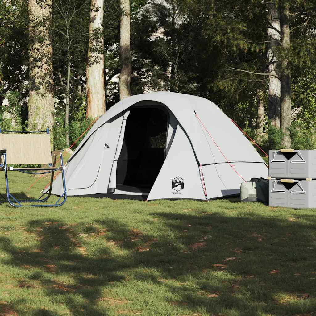 vidaXL Tienda de campaña 4 personas tela opaca impermeable blanco