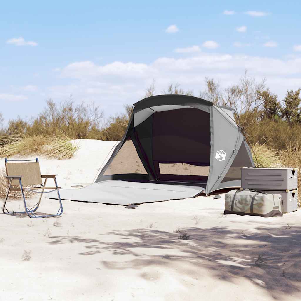 vidaXL Tienda de playa para 2 personas impermeable gris