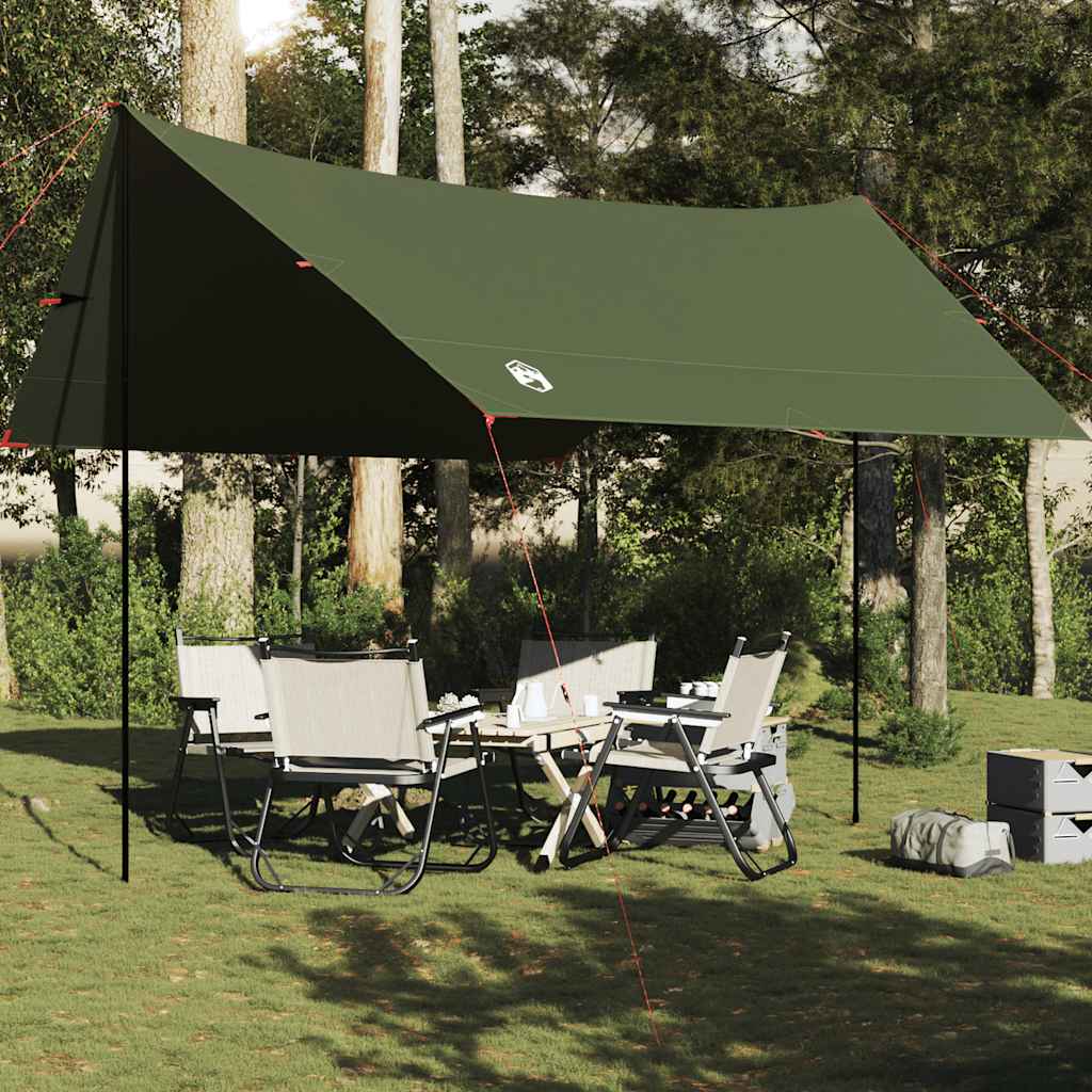 vidaXL Lona de camping impermeable verde oliva 438x376x212 cm