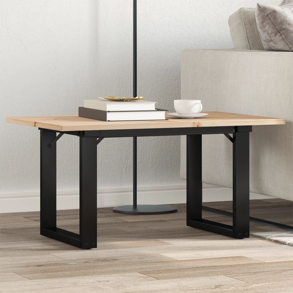 vidaXL Mesa de centro marco O madera maciza pino y acero 80x50x40 cm