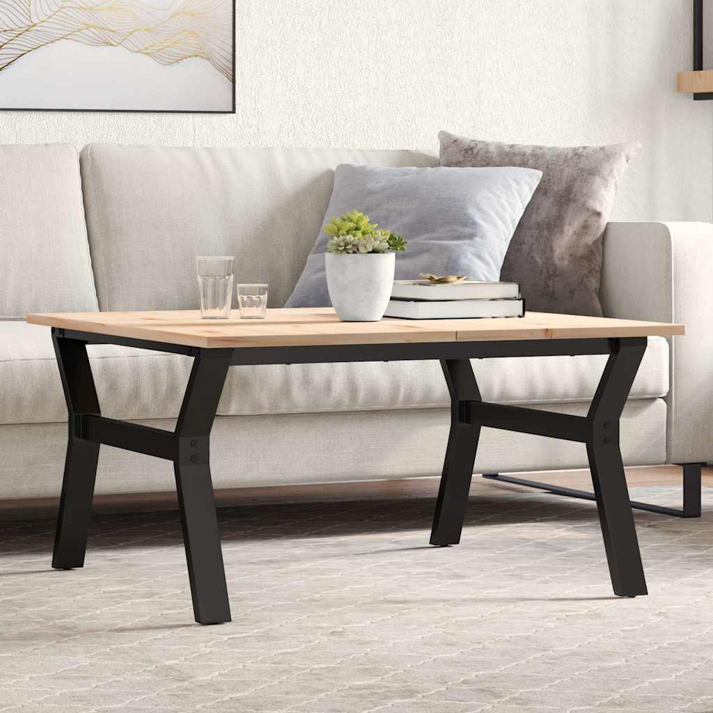 vidaXL Mesa de centro marco Y madera maciza pino y acero 80x80x45 cm