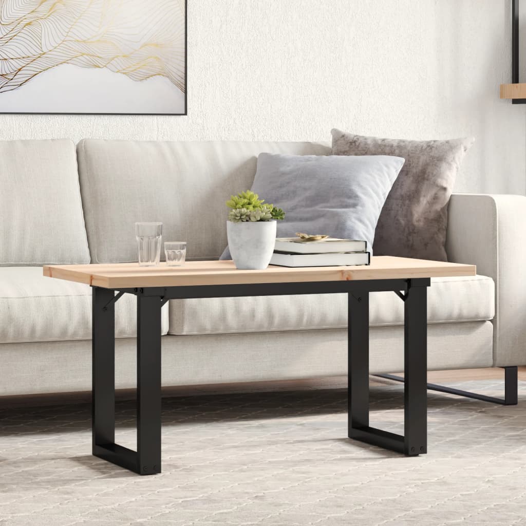 vidaXL Mesa de centro marco O madera maciza pino y acero 100x50x45,5cm