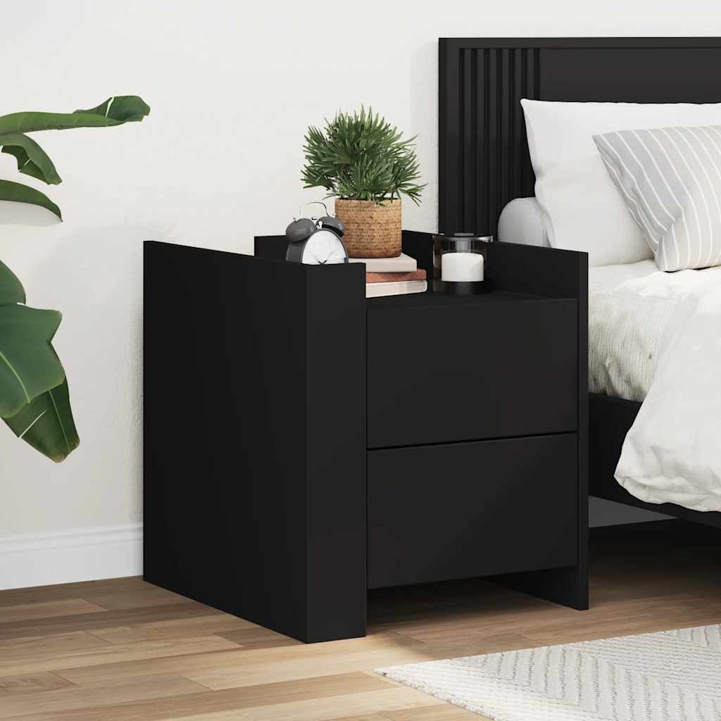 vidaXL Mesita de noche madera de ingeniería negro 45x50x50 cm