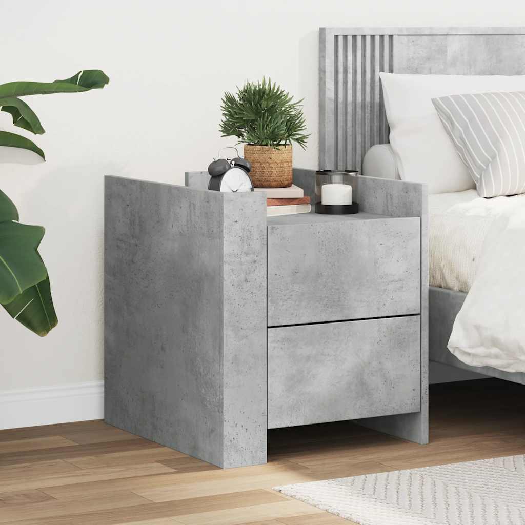 vidaXL Mesita de noche madera de ingeniería gris hormigón 45x50x50 cm